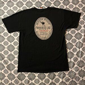 Y2K 2000s 00s Moosehead Lake Maine Beer Logo Black Graphic T-shirt Sz Large